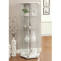 Coaster Furniture 950001 4-shelf Hexagon Shaped Curio Cabinet White and Clear